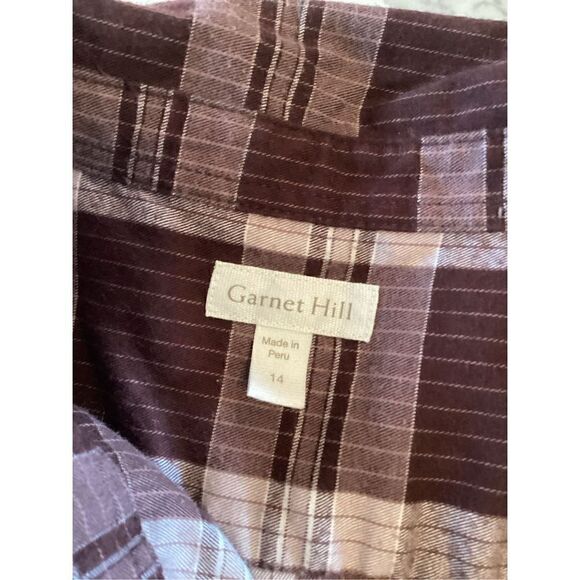 Garnet Hill Womens Plaid Button Down Flannel Shirt Sz 14 Organic Pima Cotton Win - Picture 5 of 8